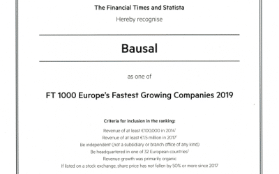 Financial Times: Bausal among the 1000 fastest growing companies in Europe 2019