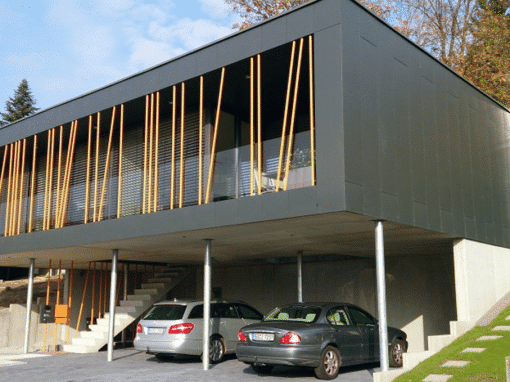 Fassade – Einfamilienhaus und Sauna Cetris Finish Platten